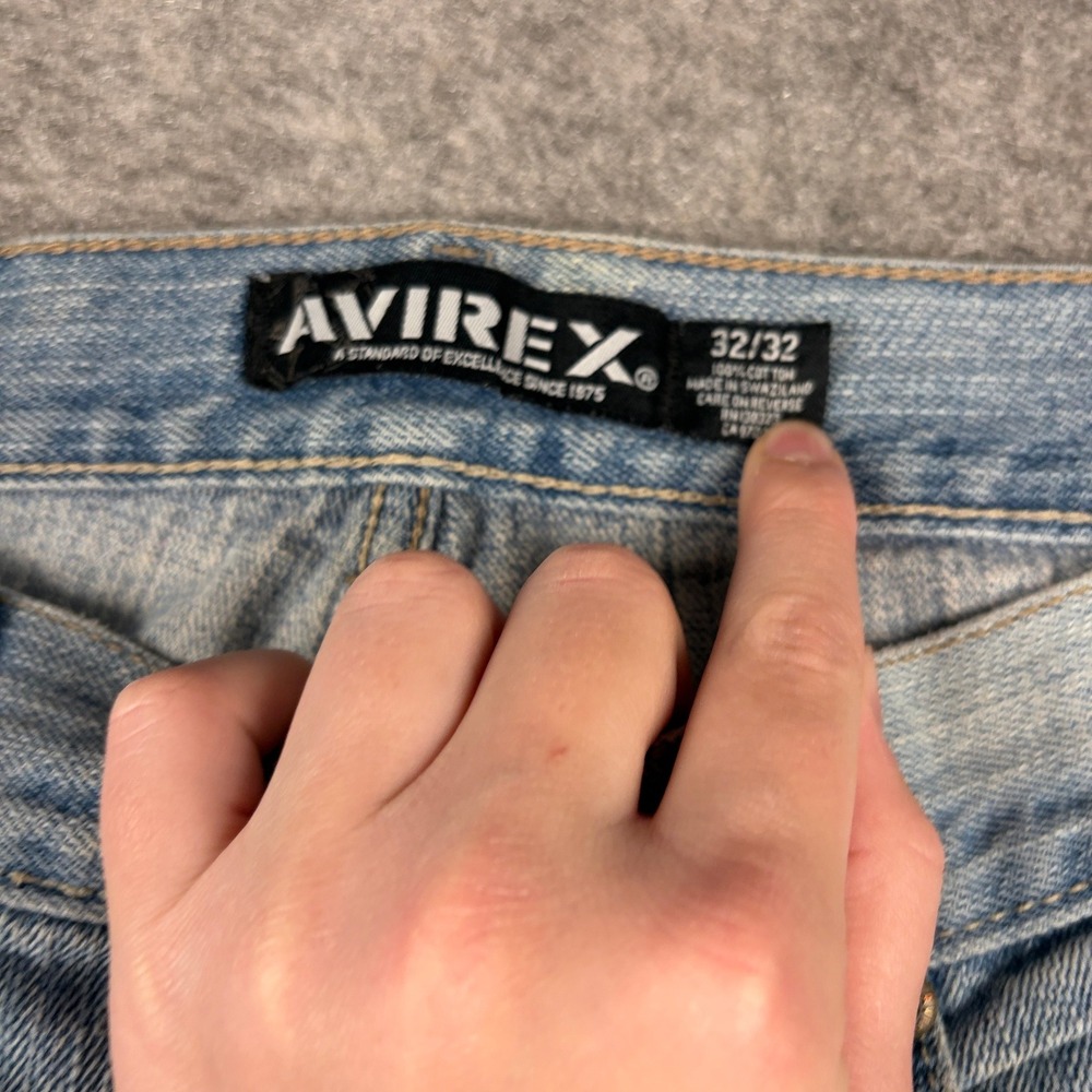 Avirex Jeans Mens 32 Light Wash Baggy Wide Leg‎ Vintage Denim Y2K Streetwear 00s - Picture 6 of 15